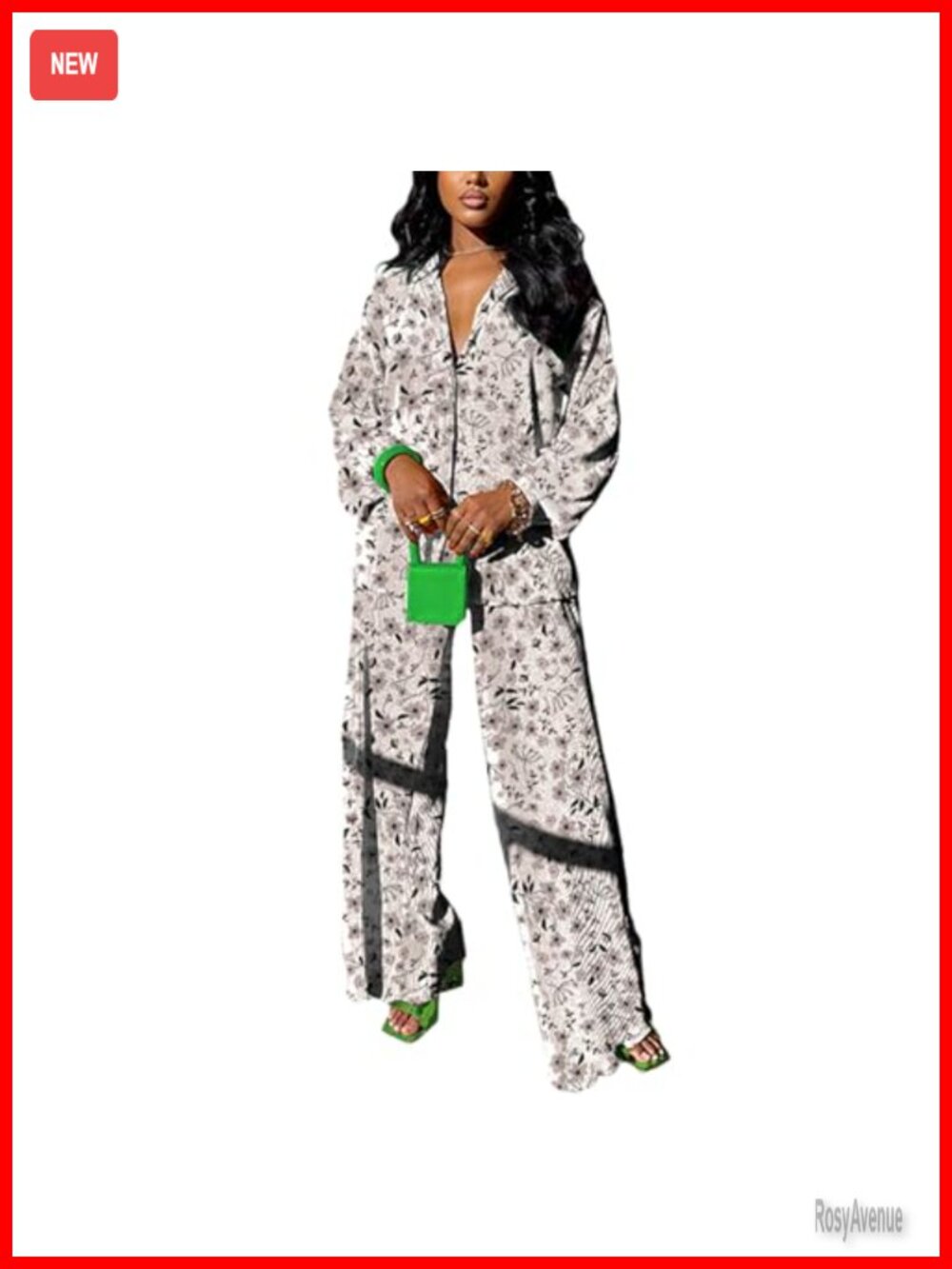 Women's 2 Piece Wide Leg Pant Set Button Down Shirt Casual Loose Fit Plisse